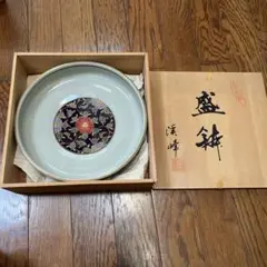 渓峰 花柄 陶器皿 23cm 木箱入り