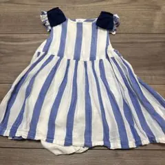 プティマイン　ストライプ柄ワンピースロンパース　80サイズ