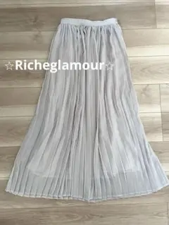 レディースプリーツスカート⭐︎Richeglamour⭐︎グレー Mサイズシースルー