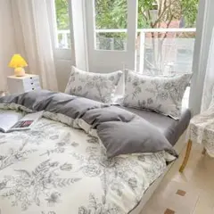 BUKAROOM花柄 掛け布団カバー 寝具 ダブルファスナー 190*210cm