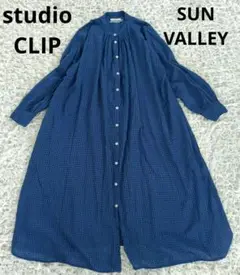 スタディオクリップ sun valley ギンガムチェック 青 ワンピース
