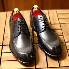 MON MODEL Uチップダービー 千手染 9.5 ビジネスシューズ 革靴