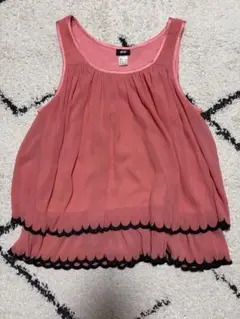 H&M ピンク スカラップエッジ タンクトップ US 6 【Mサイズ】