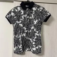 パーリーゲイツ ポロシャツ ボタニカル ロゴ 日本製 モノトーン 美品