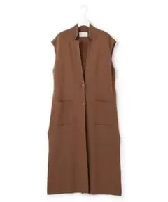 (H09216)ベイジ BEIGE, ロングジレ ジレ ニット ニット