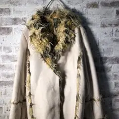 【ヴィンテージ】レザー調 デザイナーズ ファージャケット 古着used W33