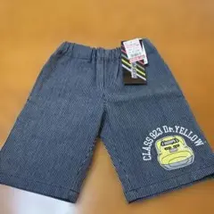 新品　ドクターイエロー刺繍入りストライプハーフパンツ