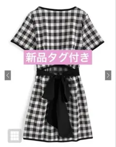 GRL ask130 チェック柄バックオープンリボンミニワンピース Sサイズ