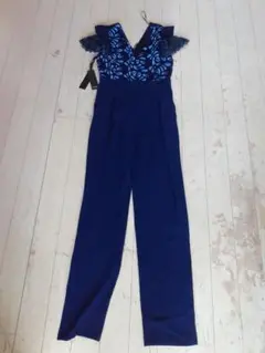 PINKO 刺繍フリル袖オールインワン ネイビー