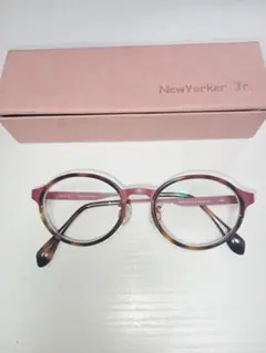 NewYorker Jr. NJ001 ピンク系メガネ ケース付き
