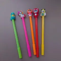 大人気☆キャラクター付き色ペン5本セット