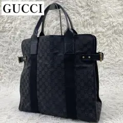 【✨良品✨】 グッチ ビジネスバッグ GGキャンバス レザー ブラック