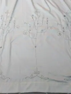 刺繍入りホワイトカーテン　幅104✕丈113　 2枚セット