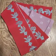 金魚 水玉 ドット 刺繍 半幅帯 リバーシブル 小袋帯 ビビジェンヌ