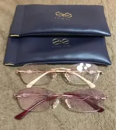 老眼鏡　2つセット　ピンク　ケース付き