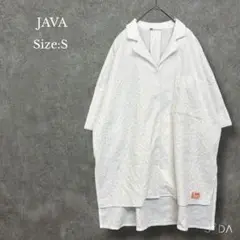 ジャバコラボ【S】レトロメンズライク ジャガード柄オーバーサイズシャツ 羽織り