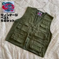 【90s 美品】フィッシュベスト カーキ 多ポケット 入手困難 バングラデシュ製