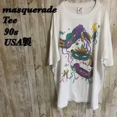 【E36】90s USA製仮面舞踏会コピーライト付プリントシングルステッチTee
