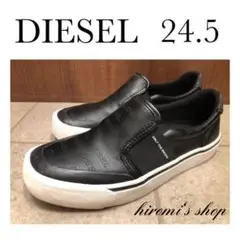 【良品】DIESEL ディーゼル スリッポン レザースニーカー 本革 黒