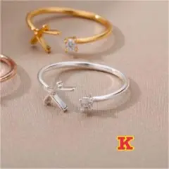 ☆イニシャルリング K☆シルバー フリーサイズ