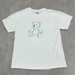 クマちゃん　テディベア風　企業系　トップス　半袖Tシャツ　古着　ホワイト　白　L