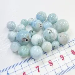 特価【現品限り】天然石ラリマー 丸玉 ミックスサイズまとめ売り20個 ④
