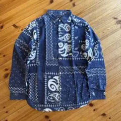サニースポーツ　バンダナ柄　シャツ　ブルー