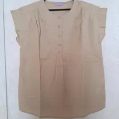 昭和レトロ　フレンチスリーブ　ブラウス　シャツ　ヴィンテージ ベージュ