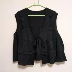 辻希美　フリルベスト 　L　ブラック　しまむら