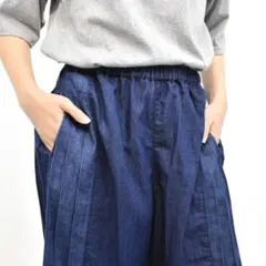 新品ドラッグストアーズ D.S.CLUB サイドプリーツワイドパンツL デニム