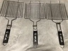 ノンスティック矩形グリルバスケットローズウッドハンドル付き