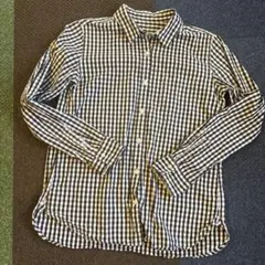 無印良品　長袖黒白チェックシャツ　Ｌ