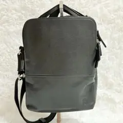 【ノーブランド】本革 レザー スクエア　ショルダーバッグ ブラック　黒　2way
