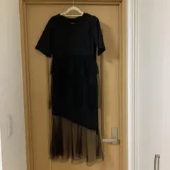 【美品】チュールティアードカット・ワンピース・ブラック・M
