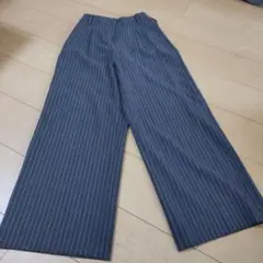 ＰＬSＴ プラステ ストライプワイドパンツ グレーＸＳ