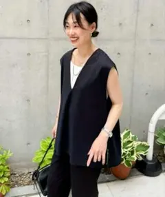 【新品】NOLLEY'S　COOL TOUCH 深Vネックプルオーバー　黒