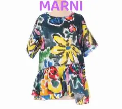 新品 MARNI マルニ プリント 半袖 麻 ブラウス