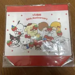 いちご新聞付録／サンリオ50周年記念 トートバッグ レッド MIX