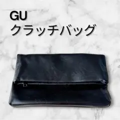 GU クラッチバッグ フェイクレザー ブラック