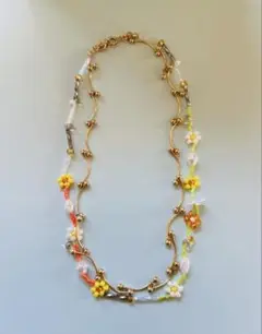 【美品】重ね付け風 ビーズネックレス アクセサリー ネックレス