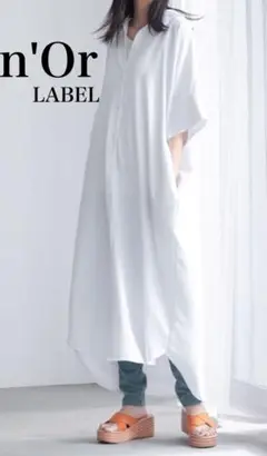 タグ付き 【n'Or LABEL】 半端袖シャツワンピース