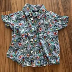 SHIPS フラワーと鳥プリント アロハシャツ 80