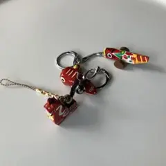 【民藝】【郷土玩具】八幡駒　赤べこ　きじ車　キーホルダー