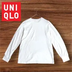 【美品】UNIQLO ソフトタッチクルーネックT 長袖 メンズM ホワイト 白