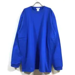 新品 ビッグ ロンT 長袖 Tシャツ 無地 メンズ ブルー 2XL