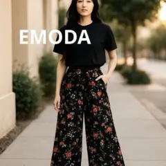 EMODA（エモダ） CHOOSEワイドタックパンツ M 花柄