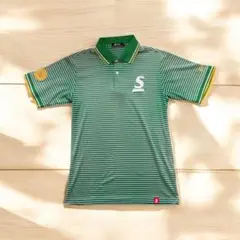 SRIXON スリクソン ストライプポロシャツ 緑と白 Sロゴ M