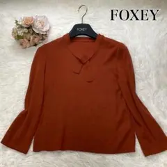 美品⭐️フォクシー カシミヤ×シルク ニットセーター 長袖 リボン 赤茶 38