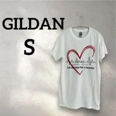 GILDAN 【S】ハートデザイン Tシャツ ホワイト