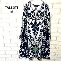 TALBOTS 長袖　ワンピース　チュニック　花柄　薄手　 Uネック　M
